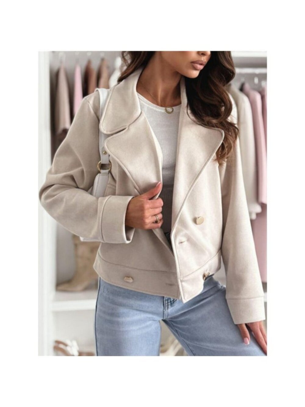 Chic Double-Breasted Cropped Jacket